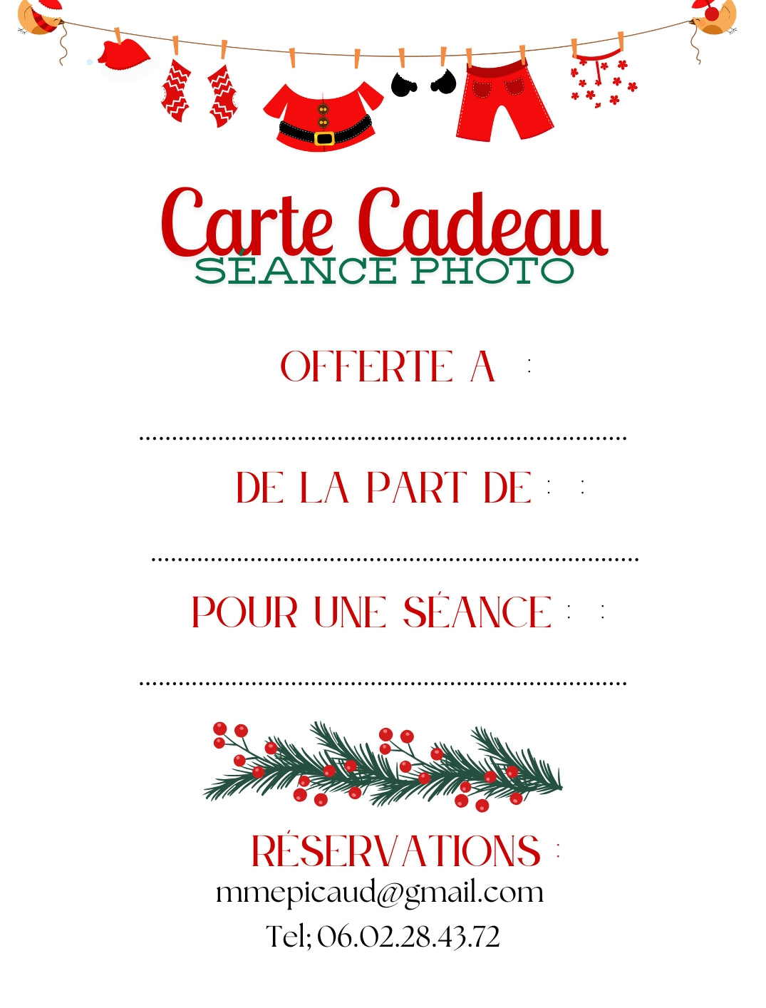 Lot de 10 Cartes Cadeaux Personnalisées - Métal assorties Noël