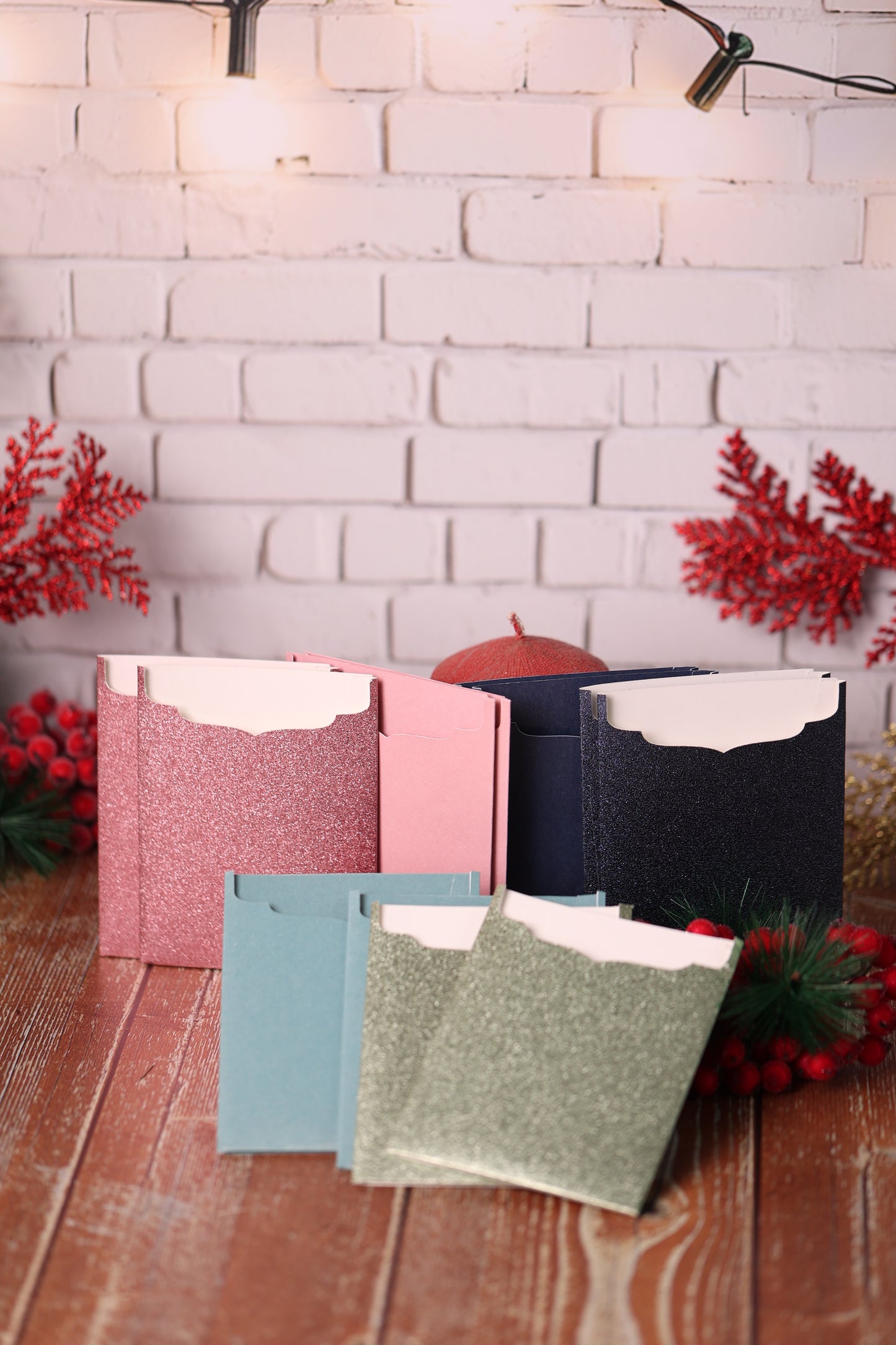 Lot de 12 Cartes Cadeaux Personnalisées - Collection Prestige Mix Bleu / Vert / Rose