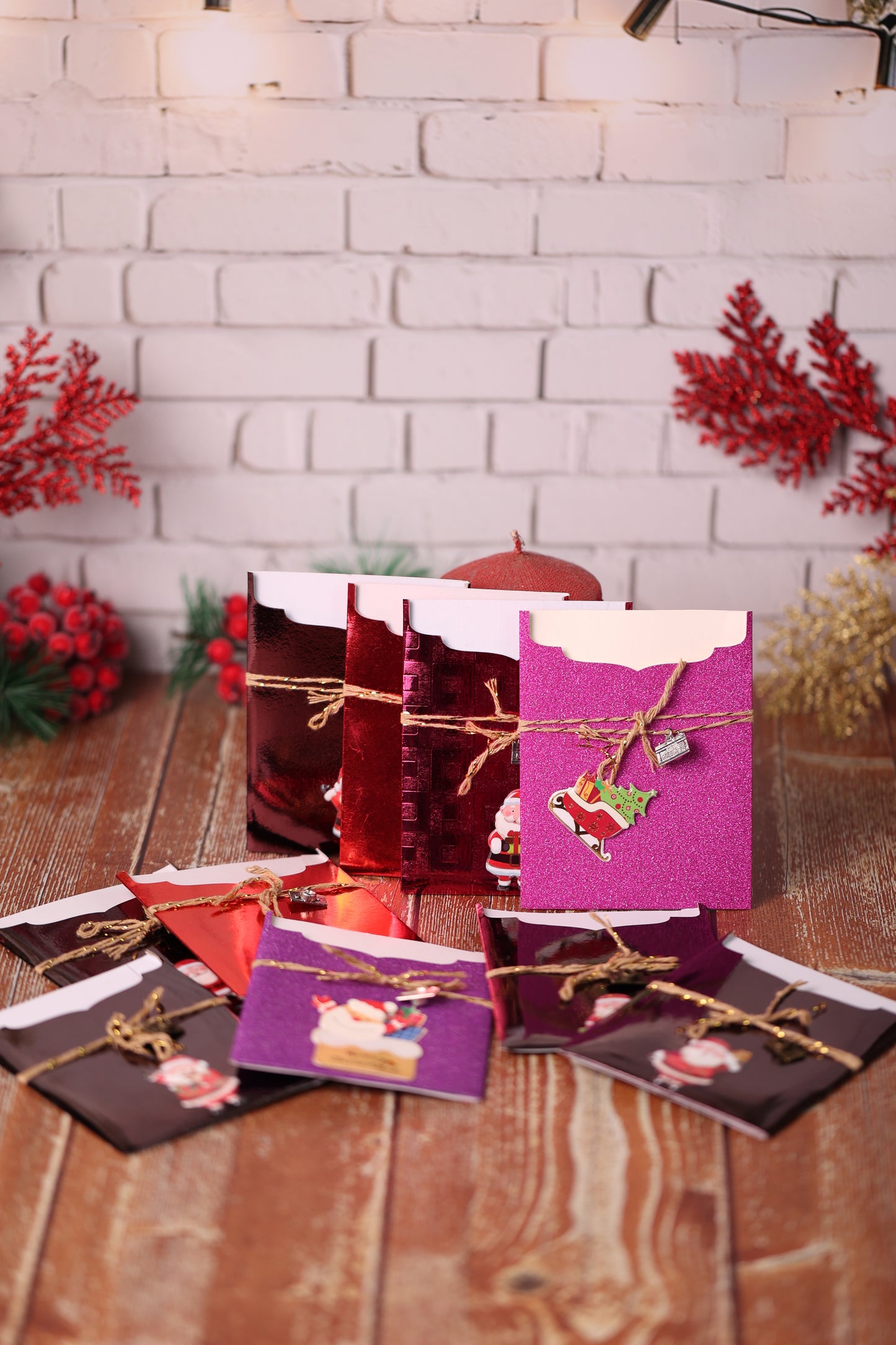 Lot de 10 Cartes Cadeaux Personnalisées - Métal assorties Noël.