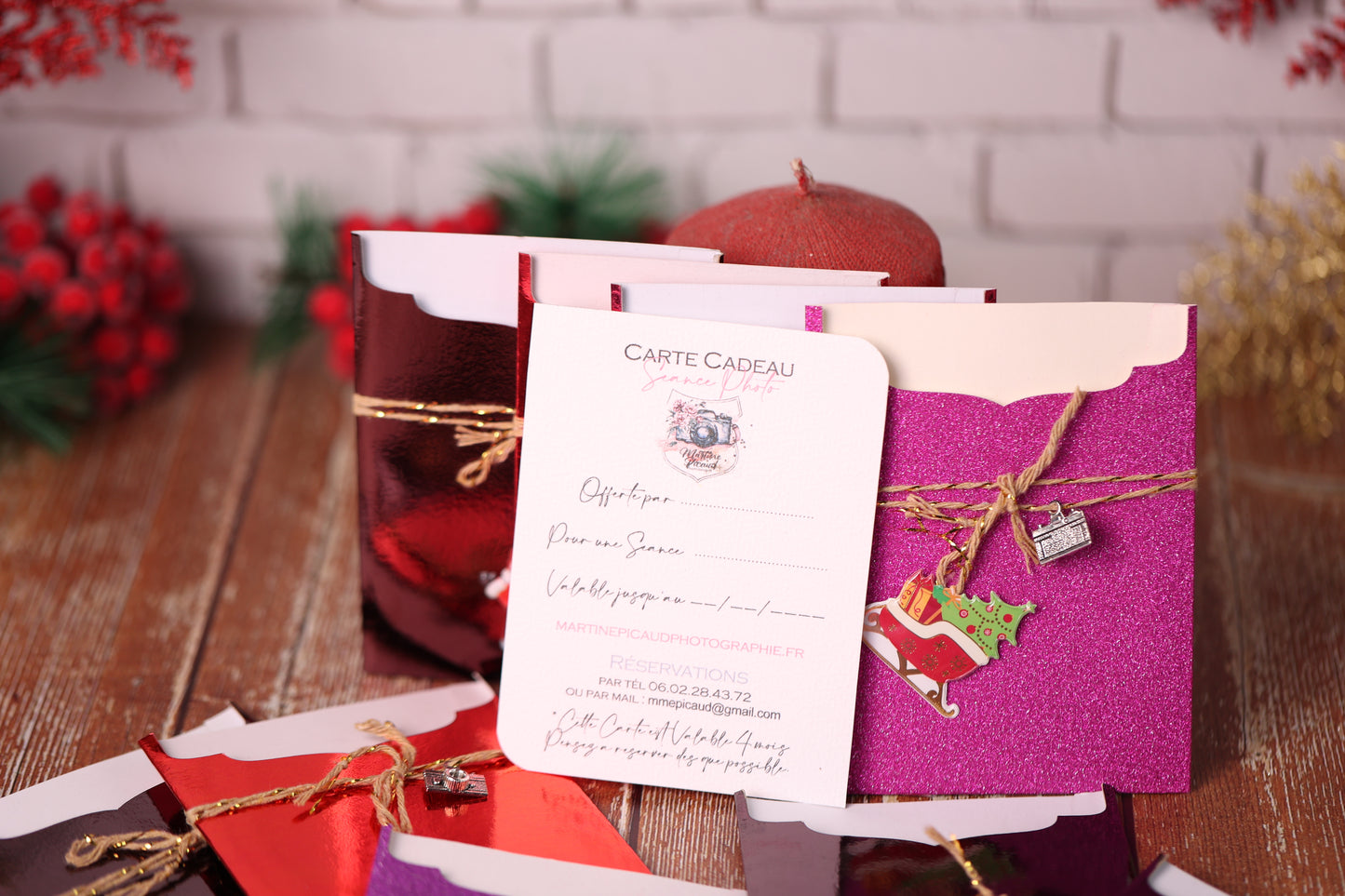 Lot de 10 Cartes Cadeaux Personnalisées - Métal assorties Noël.