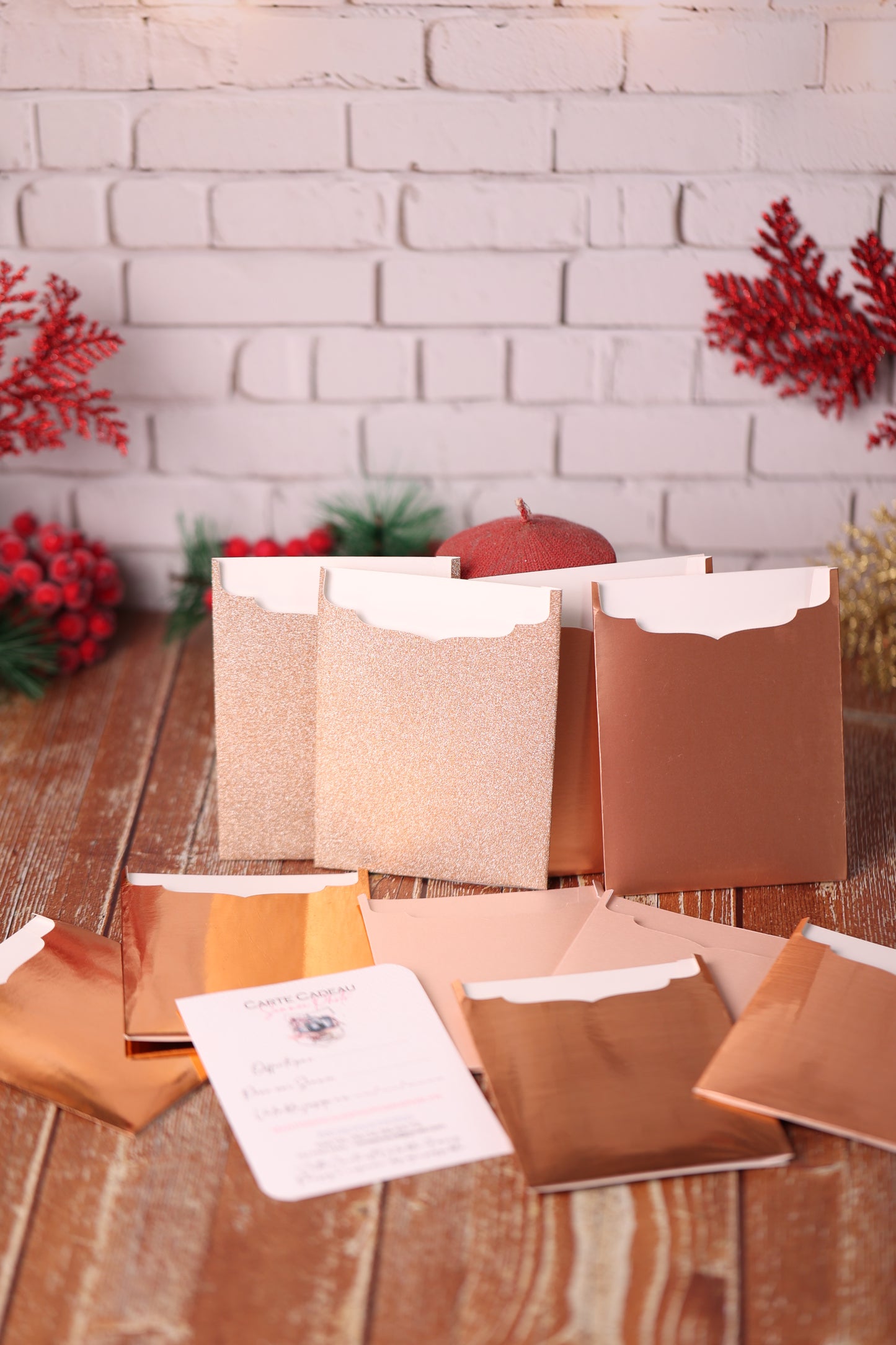 Lot de 10 Cartes Cadeaux Personnalisées - Collection Prestige Rose Gold