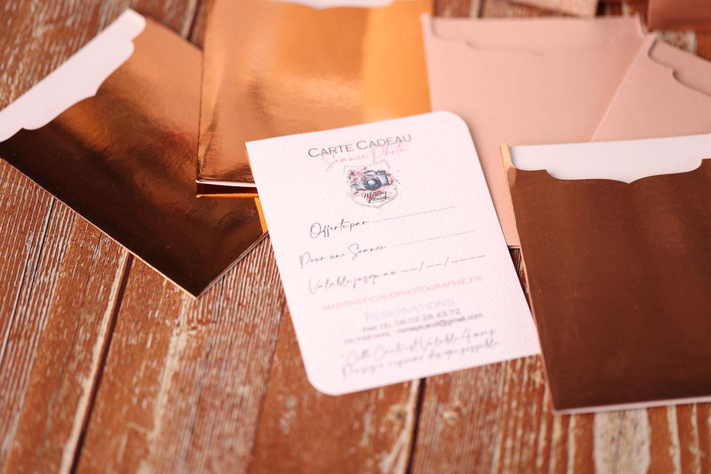 Lot de 10 Cartes Cadeaux Personnalisées - Collection Prestige Rose Gold