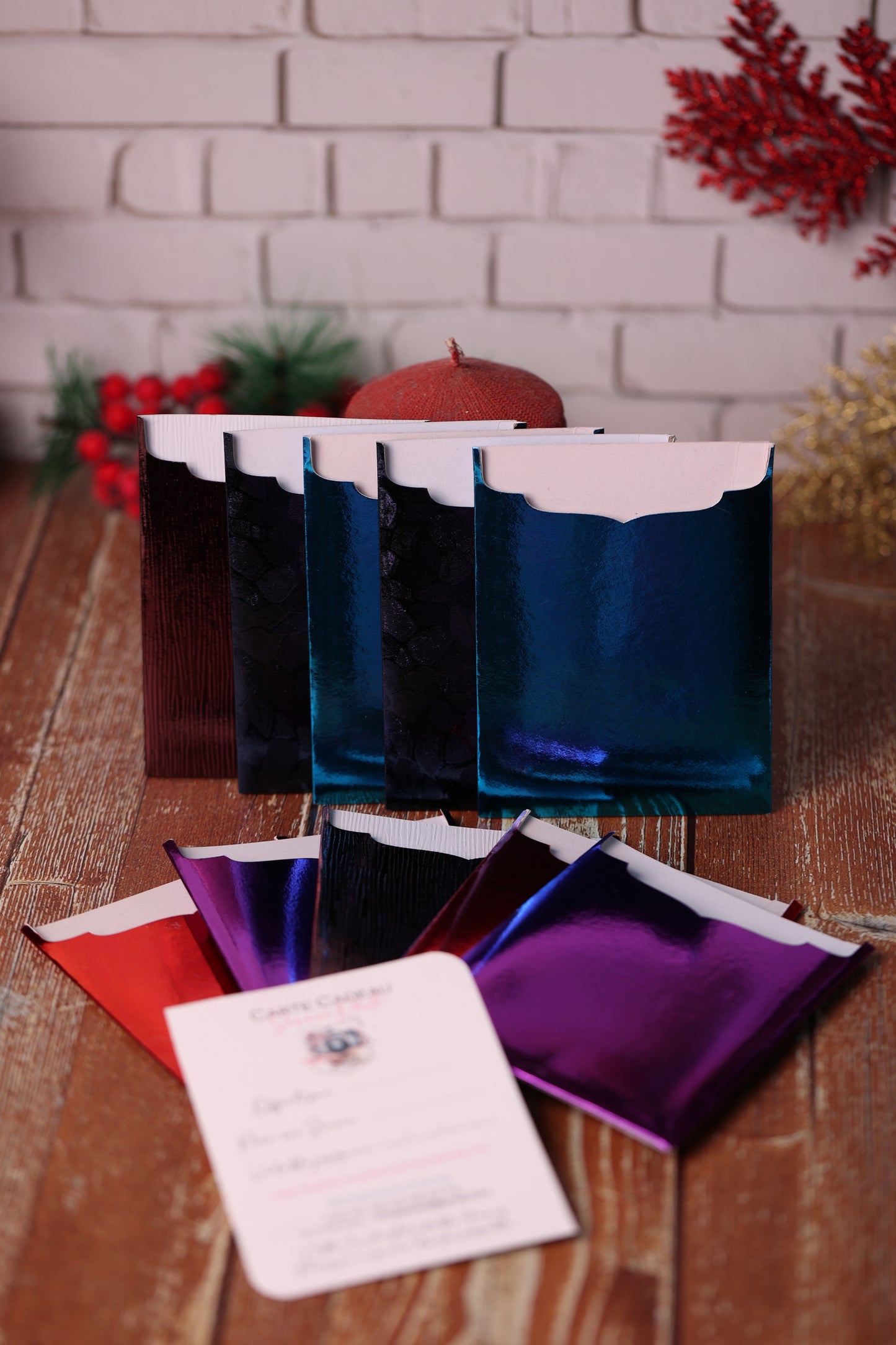 Lot de 10 Cartes Cadeaux Personnalisées - Métal assorties Noël