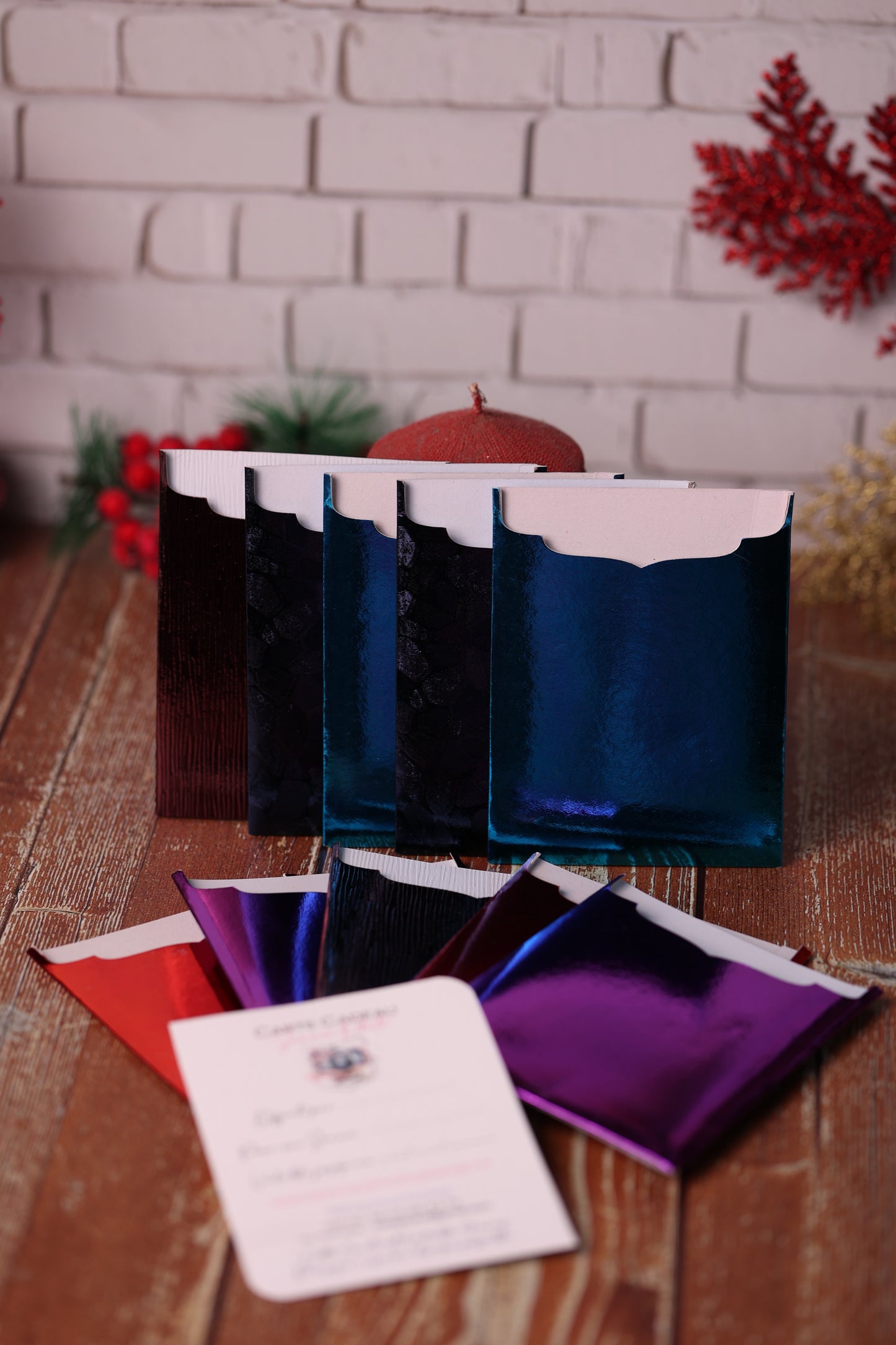 Lot de 10 Cartes Cadeaux Personnalisées - Métal assorties Noël