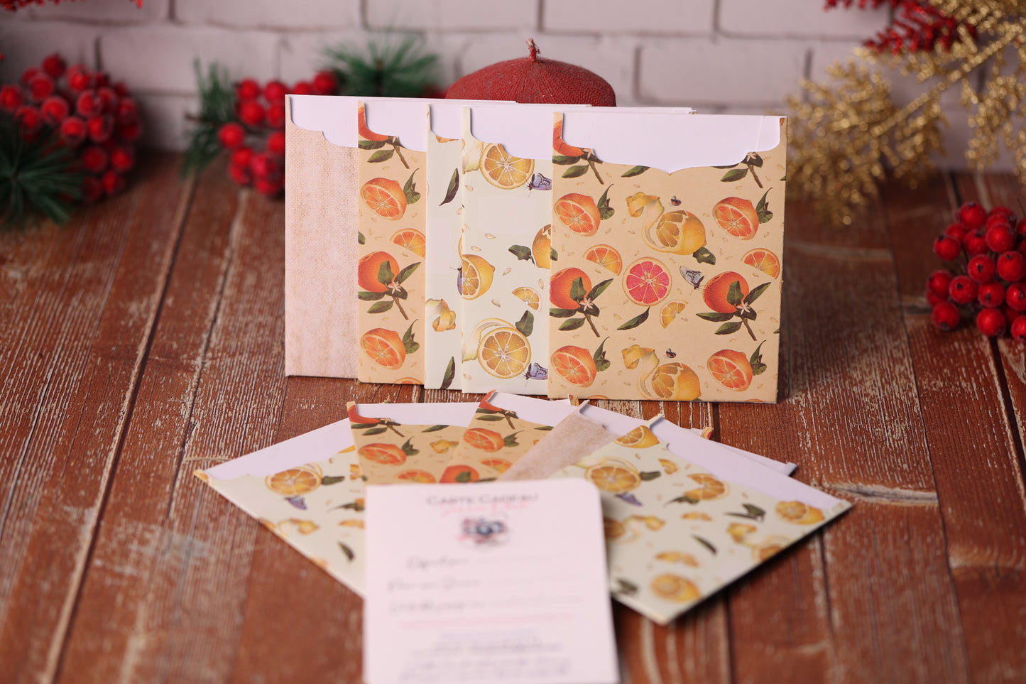Lot de 10 Cartes Cadeaux Personnalisées - Agrumes