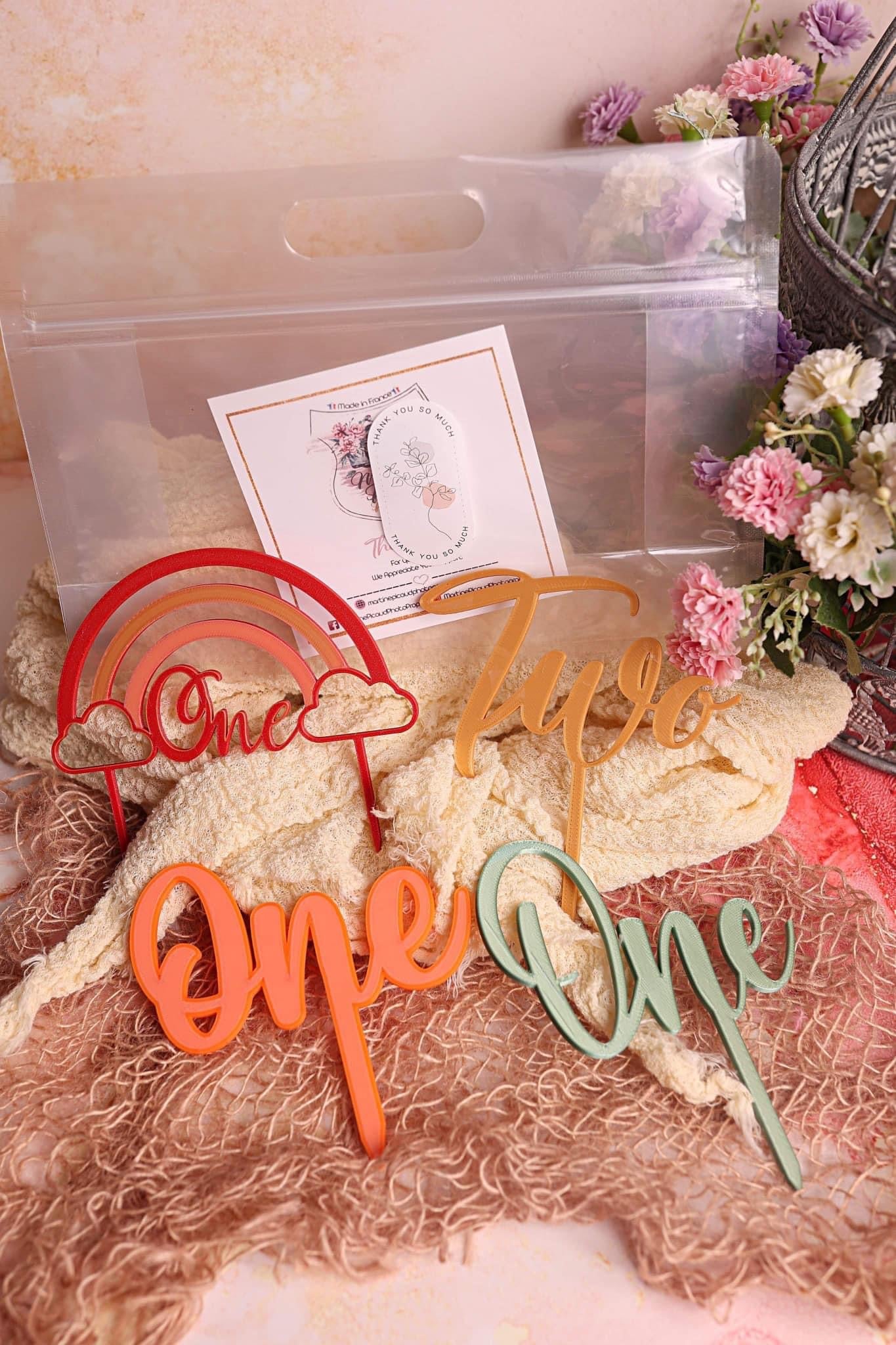 Pochette Cake Topper Assortis x4