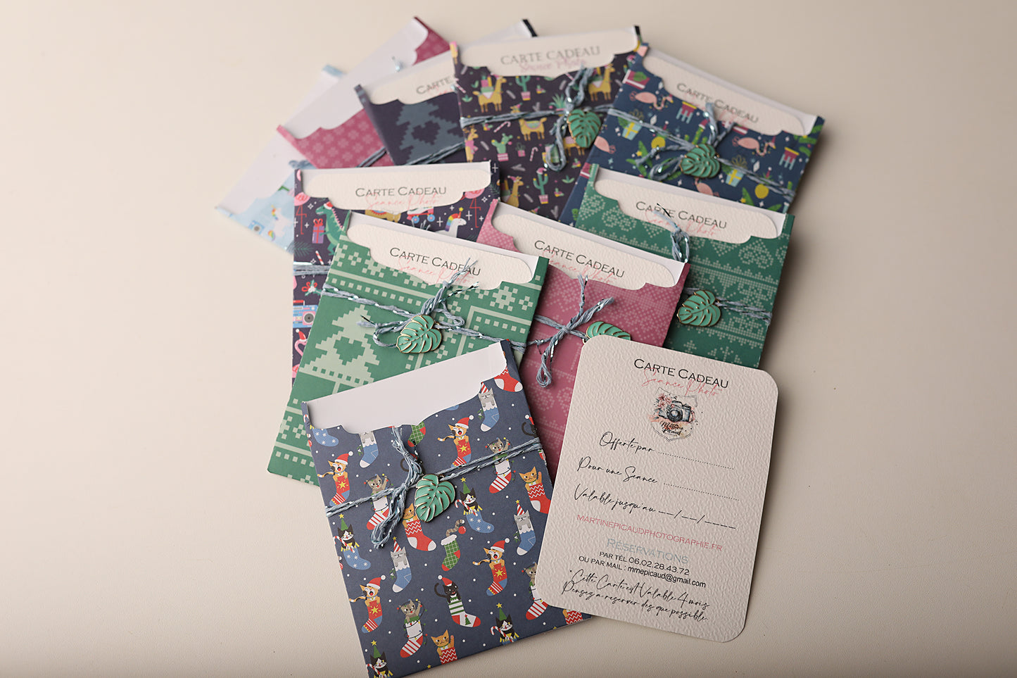 Lot de 10 Cartes Cadeaux Personnalisées - Noël Fun assorties