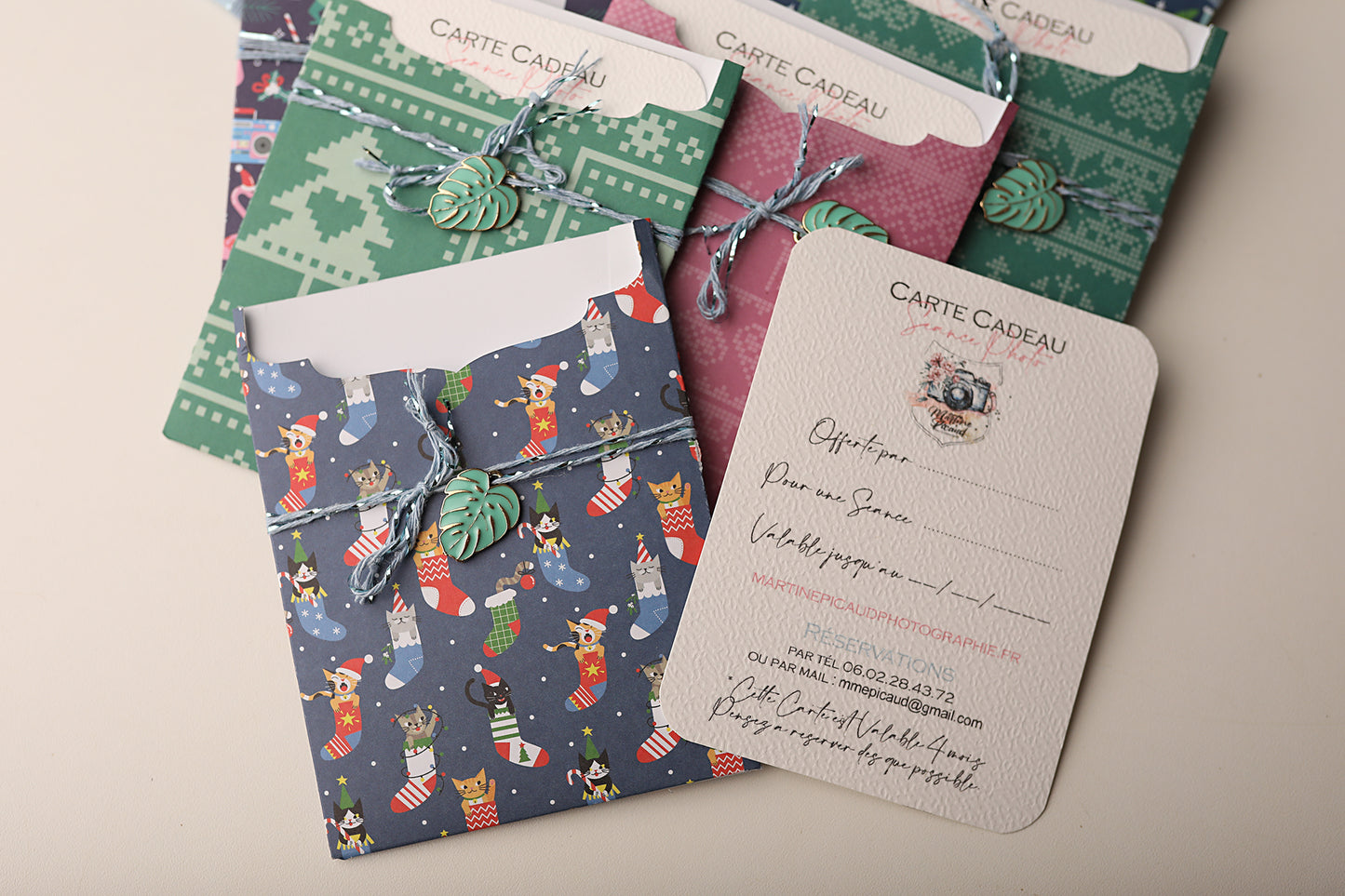 Lot de 10 Cartes Cadeaux Personnalisées - Noël Fun assorties