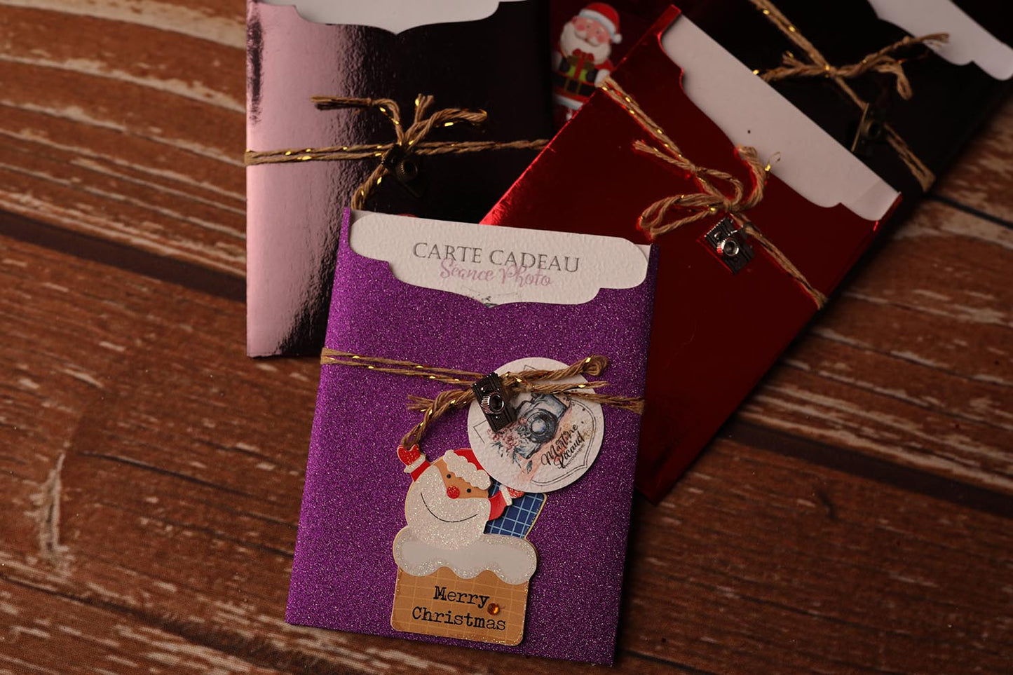 Lot de 10 Cartes Cadeaux Personnalisées - Métal assorties Noël.