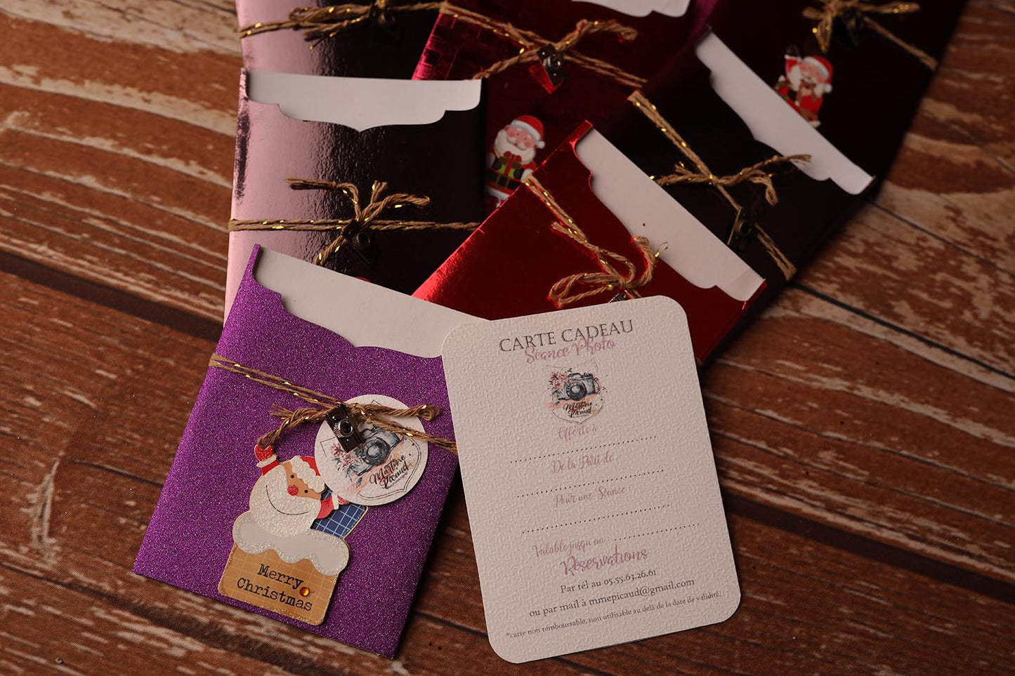 Lot de 10 Cartes Cadeaux Personnalisées - Métal assorties Noël.