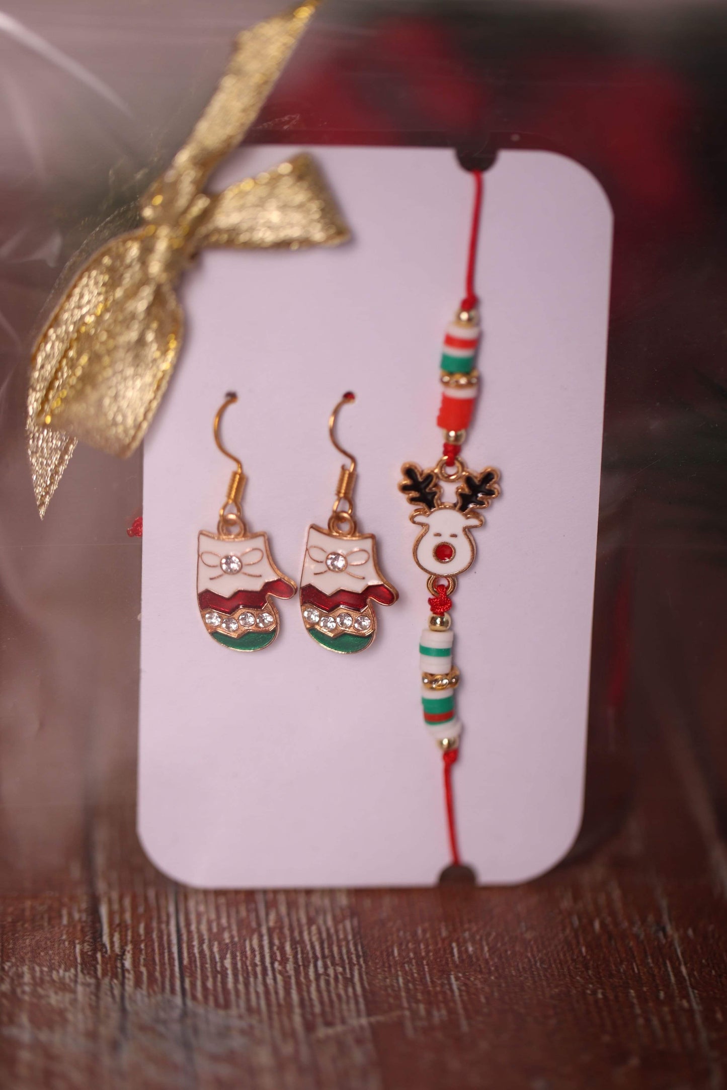 Set Boucles d’Oreilles + Bracelet assorti de Noël