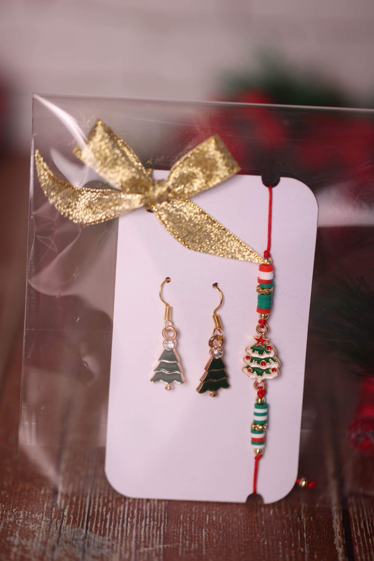 Set Boucles d’Oreilles + Bracelet assorti de Noël