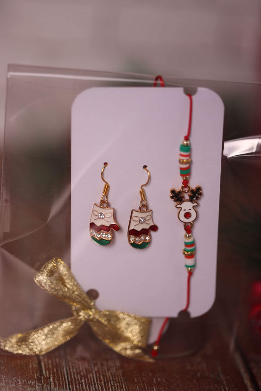 Set Boucles d’Oreilles + Bracelet assorti de Noël
