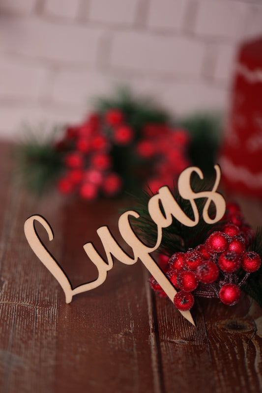 Cake Topper Prénom Personnalisé en Bois