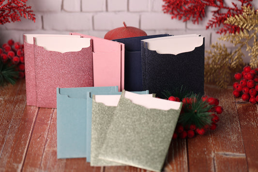 Lot de 12 Cartes Cadeaux Personnalisées - Collection Prestige Mix Bleu / Vert / Rose