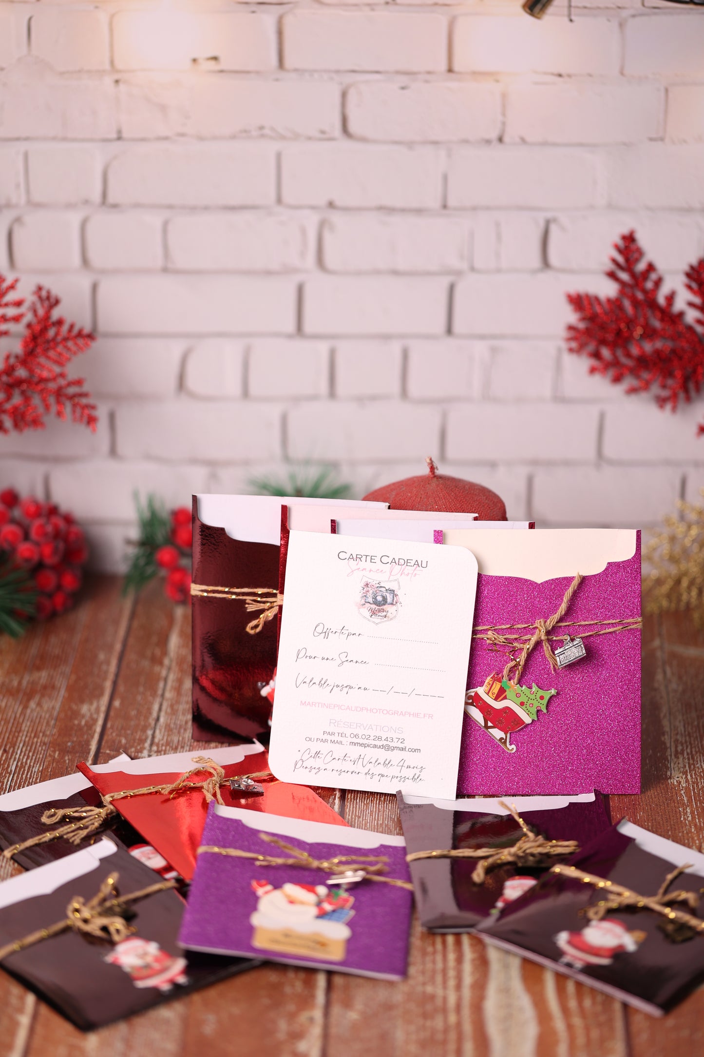 Lot de 10 Cartes Cadeaux Personnalisées - Métal assorties Noël.