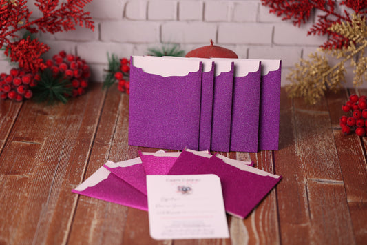 Lot de 10 Cartes Cadeaux Personnalisées - Pailletées Violet