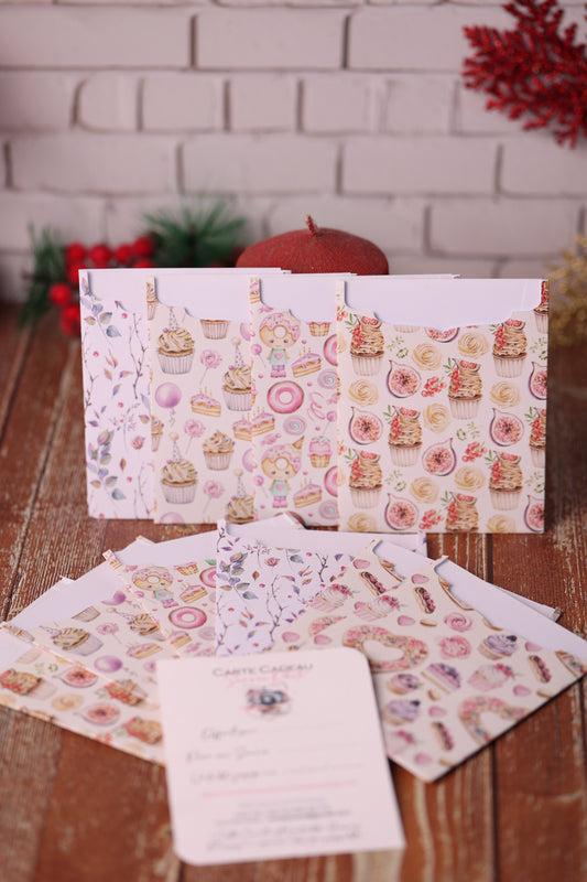 Lot de 10 Cartes Cadeaux Personnalisées - Gourmandises