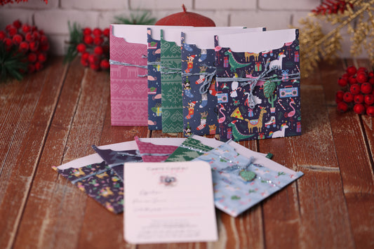 Lot de 10 Cartes Cadeaux Personnalisées - Noël Fun assorties