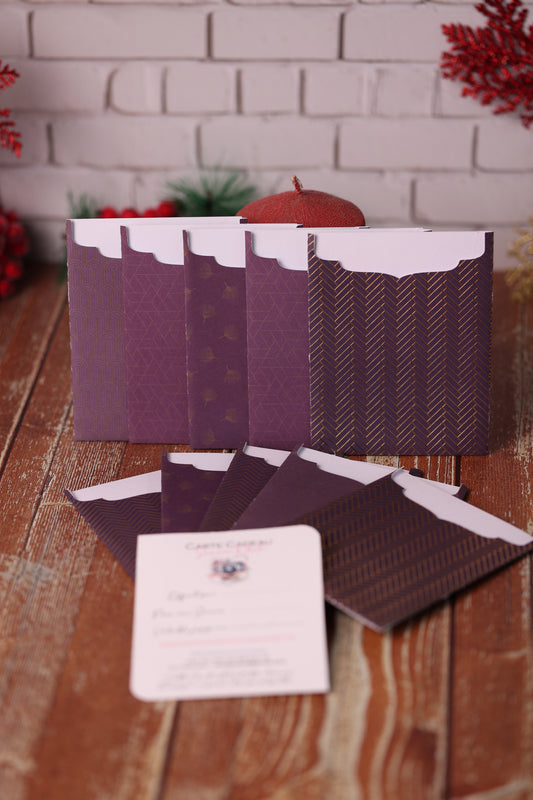 Lot de 10 Cartes Cadeaux Personnalisées - Automne Aubergine