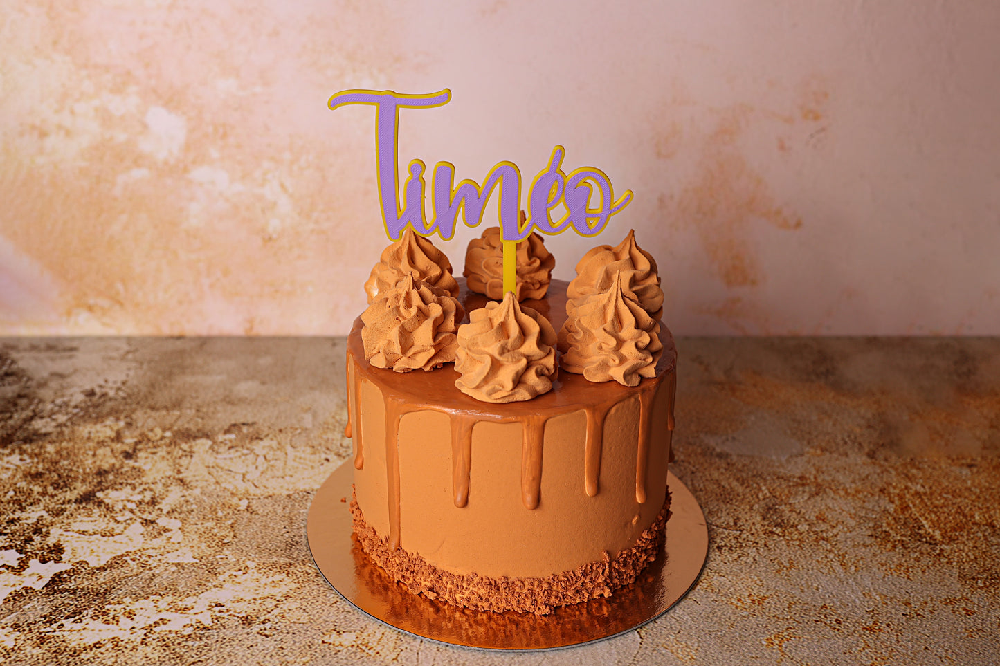 Cake Topper Prénom Personnalisé Bicolore