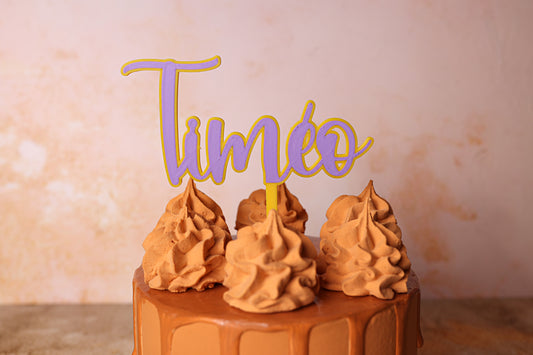 Cake Topper Prénom Personnalisé Bicolore