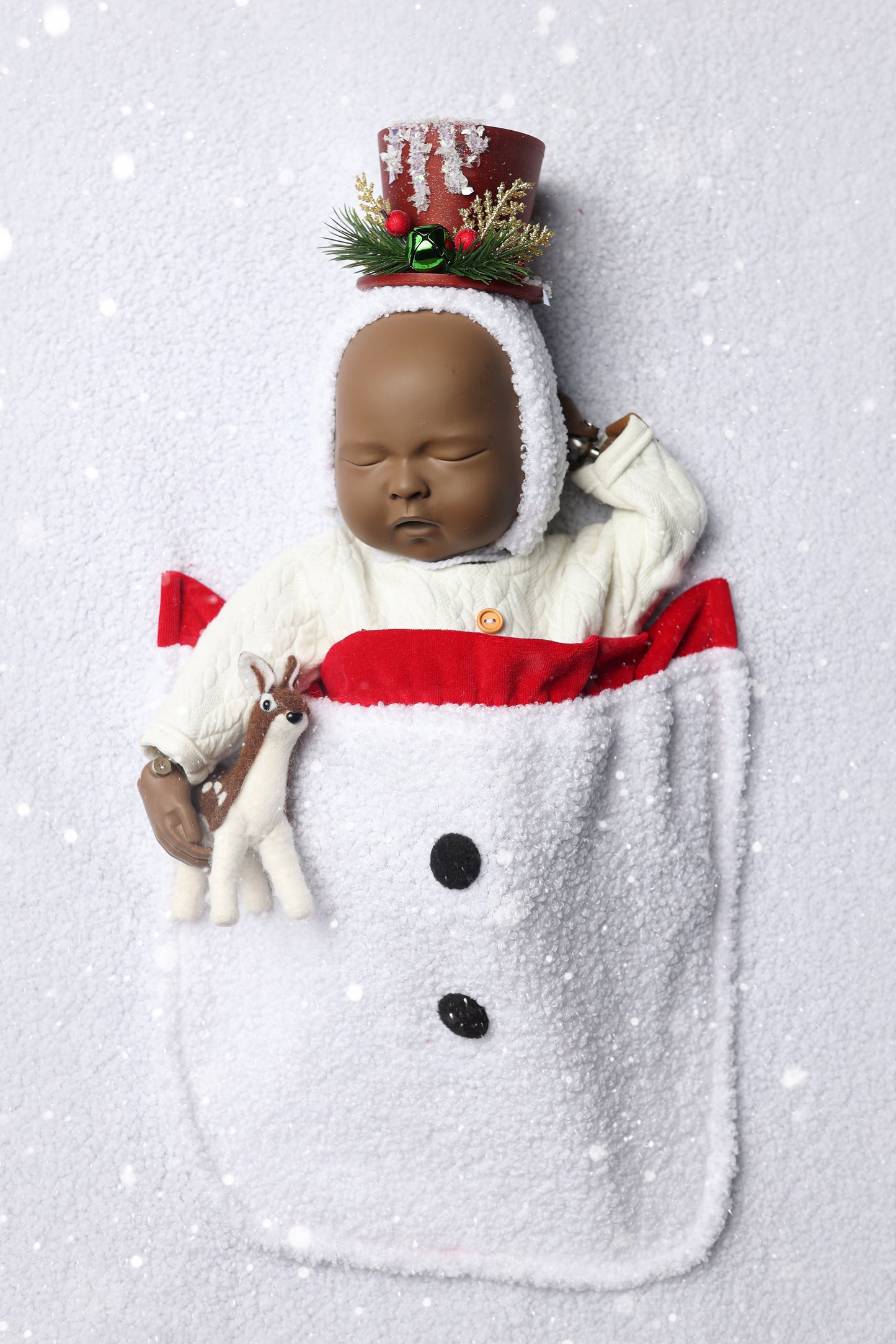 Bonnet Little Snowman - Version Rouge Pailleté - Modèle III