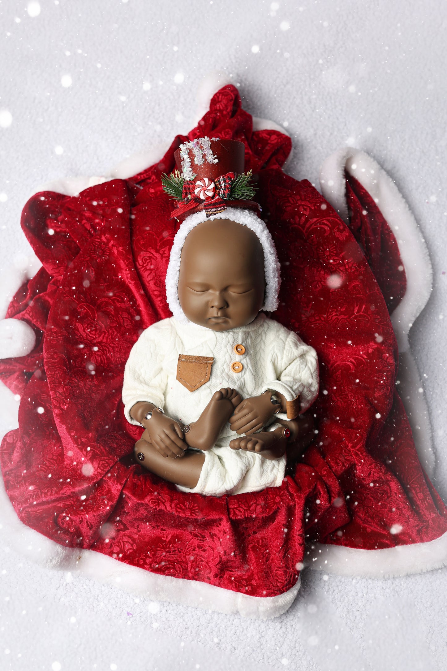 Bonnet Little Snowman - Version Rouge Pailleté - Modèle I