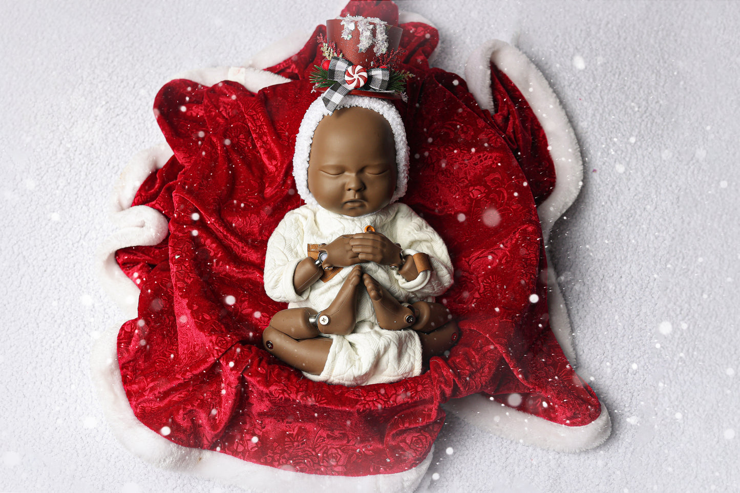 Bonnet Little Snowman - Version Rouge Pailleté - Modèle II
