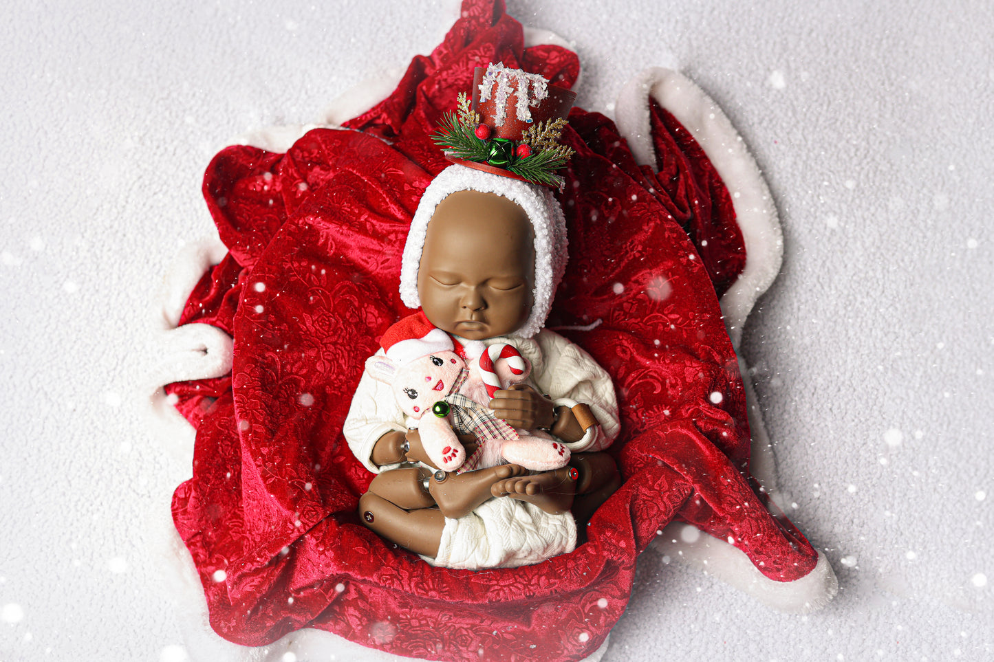 Bonnet Little Snowman - Version Rouge Pailleté - Modèle III