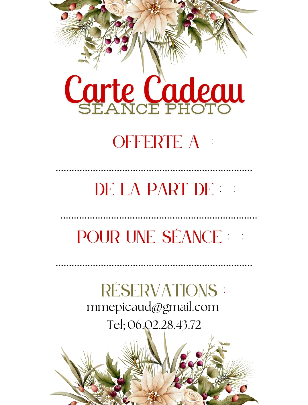 Lot de 10 Cartes Cadeaux Personnalisées - Métal assorties Noël