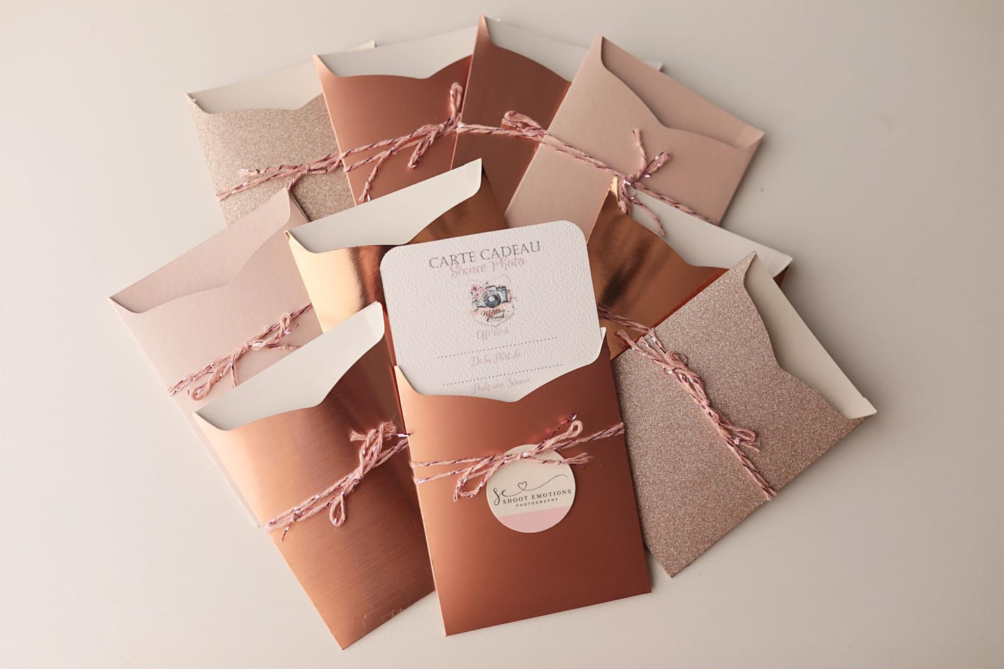 Lot de 10 Cartes Cadeaux Personnalisées - Collection Prestige Rose Gold