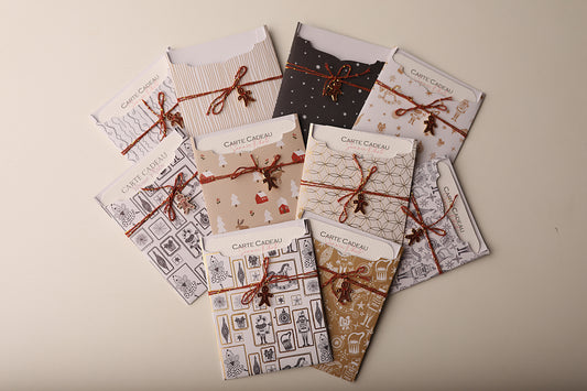 Lot de 10 Cartes Cadeaux Personnalisées - Noël CHIC assorties