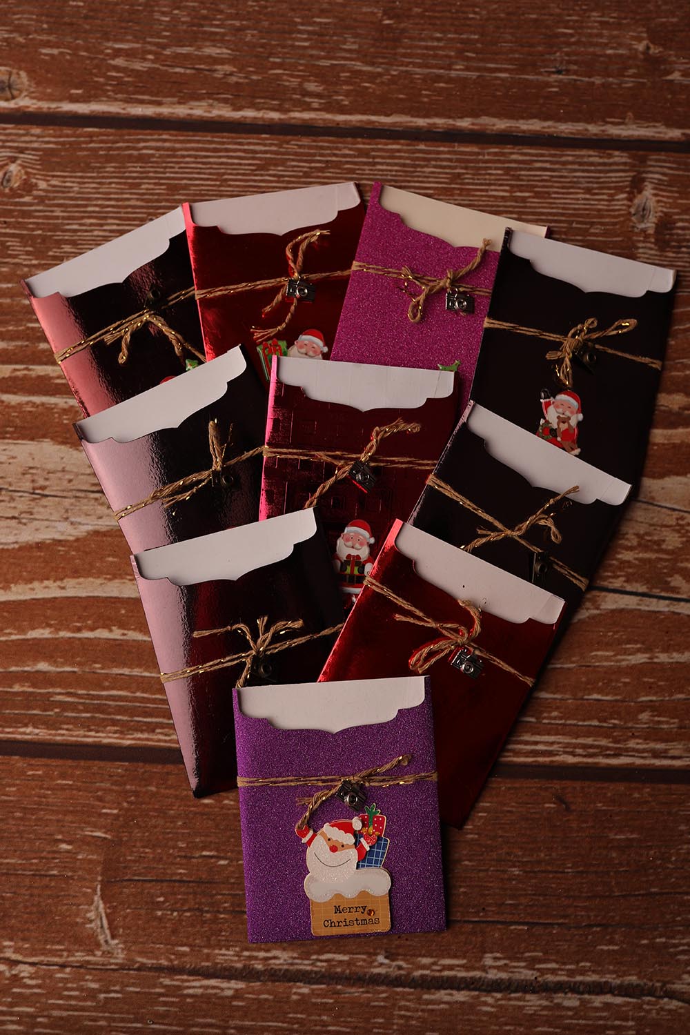 Lot de 10 Cartes Cadeaux Personnalisées - Métal assorties Noël.