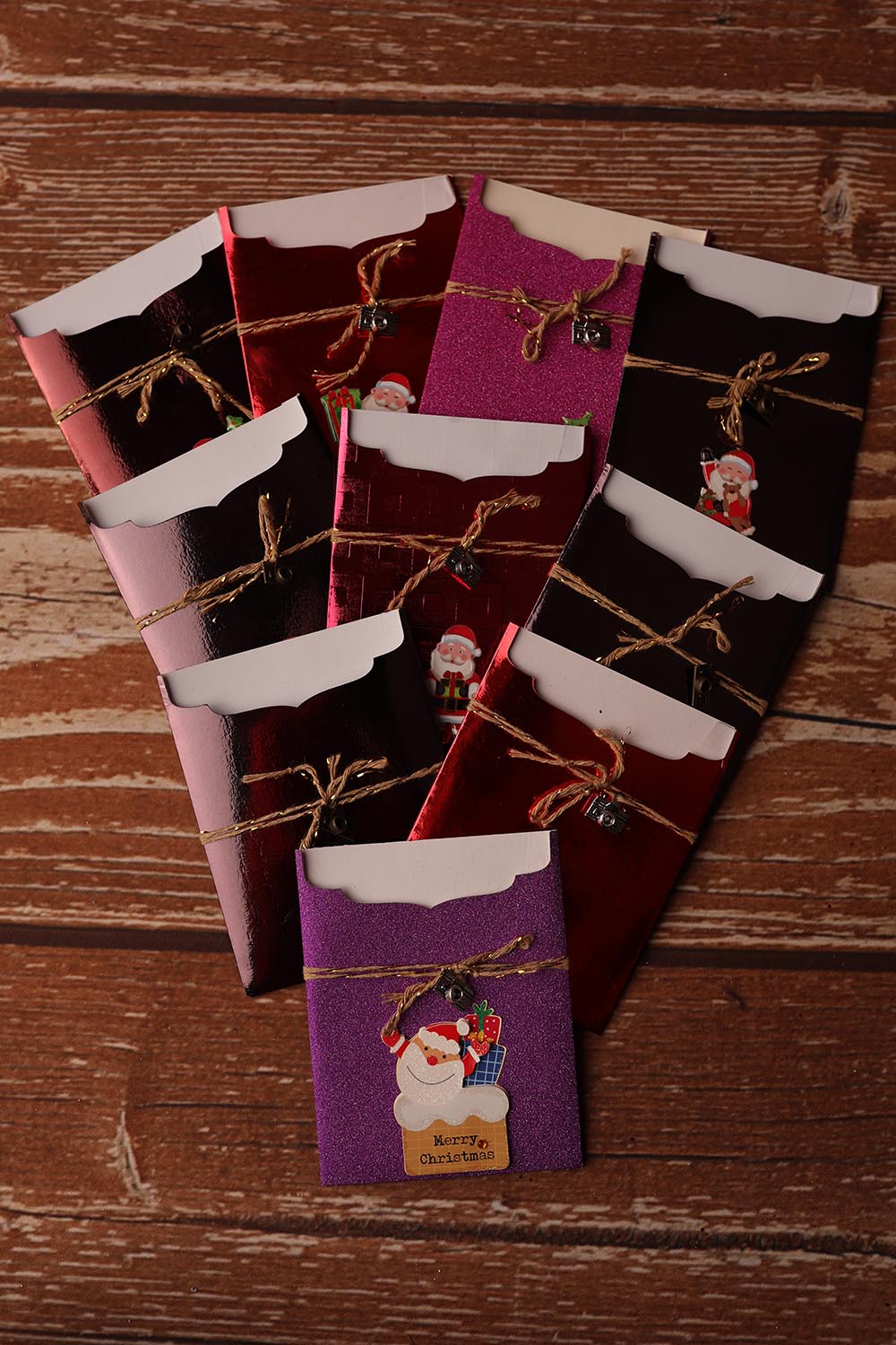 Lot de 10 Cartes Cadeaux Personnalisées - Métal assorties Noël.